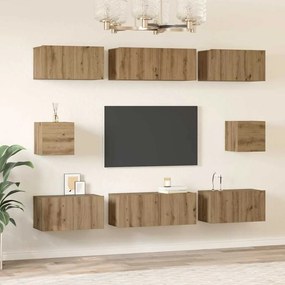 vidaXL Σετ επίπλου τηλεόρασης 8 pcs Artisan Oak Επεξεργασμένο ξύλο