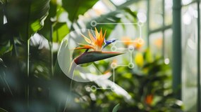 Intra Συλλεκτικό Ξύλινο Παζλ Plywood 4mm - Λουλούδι Bird of Paradise σε καταπράσινο τοπίο Σε Ξύλινο Κουτί - Διαστάσεις: 10x10 cm – 25 κομμάτια