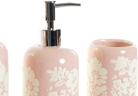 Σετ Μπάνιου DKD Home Decor 8 x 8 x 17,5 cm Κεραμικά Ροζ Λευκό