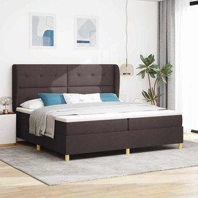 κρεβάτι Box Spring με στρώμα vidaXL - Σκούρο Καφέ, 200x200 εκ., Ύφασμα