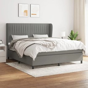 Κρεβάτι Boxspring με Στρώμα Σκούρο Γκρι 160x200 εκ Υφασμάτινο - Γκρι
