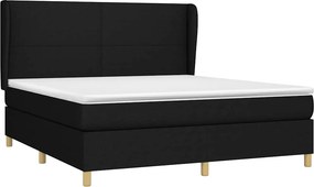 vidaXL Κρεβάτι Boxspring με Στρώμα Μαύρο 180x200 εκ. Υφασμάτινο