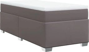 vidaXL Κρεβάτι Boxspring με Στρώμα Γκρι 90x190 εκ. από Συνθετικό Δέρμα