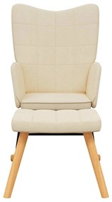 vidaXL Πολυθρόνα Κουνιστή Κρεμ Υφασμάτινη με Σκαμπό
