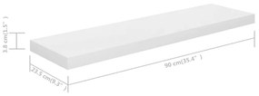 Ράφια Τοίχου Γυαλιστερά Άσπρα 4 Τεμάχια 90x23,5x3,8 εκ. MDF - Λευκό