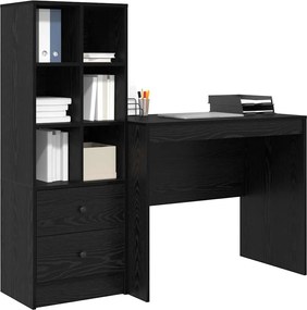 vidaXL Γραφείο με συρτάρι με ράφι με αποθήκευση 2 pcs Μαύρη Οξυά