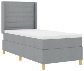 vidaXL Κρεβάτι με Στρώμα Box Spring & Φωτισμό LED Γκρι 100x200 εκ Fabric
