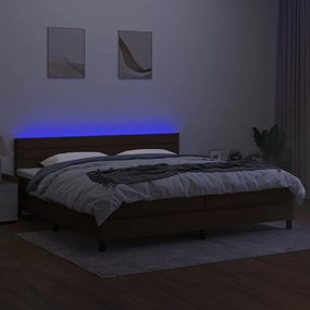 ΚΡΕΒΑΤΙ BOXSPRING ΜΕ ΣΤΡΩΜΑ &amp; LED ΣΚ.ΚΑΦΕ 200X200 ΕΚ ΥΦΑΣΜΑΤΙΝΟ 3133264