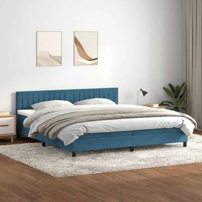 BOX SPRING ΚΡΕΒΑΤΙ ΜΕ ΣΤΡΩΜΑ ΣΚΟΥΡΟ ΜΠΛΕ 200X220 CM ΒΕΛΟΥΔΙΝΟ 3317143