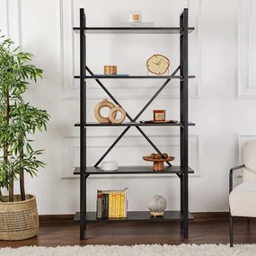 Βιβλιοθήκη Elysian Megapap χρώμα black wood 90x33,5x180εκ.