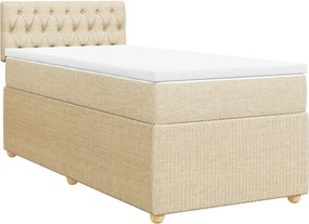 vidaXL Κρεβάτι Boxspring με Στρώμα Κρεμ 100 x 200 εκ. Υφασμάτινο