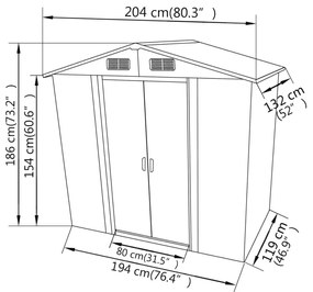 ΑΠΟΘΗΚΗ ΚΗΠΟΥ ΓΚΡΙ 204 X 132 X 186 ΕΚ. ΜΕΤΑΛΛΙΚΗ 42983