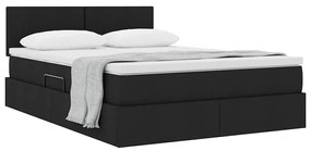 vidaXL Κρεβάτι με αποθηκευτικό χώρο και στρώμα Μαύρο 140 x 190 cm