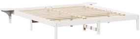 vidaXL Πλαίσιο κρεβατιού με κομοδίνα Λευκό 200 x 200 cm Λευκό