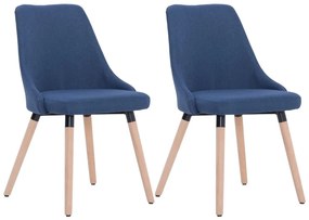 Καρέκλες Τραπεζαρίας 2 τεμ. Μπλε Υφασμάτινες - Μπλε