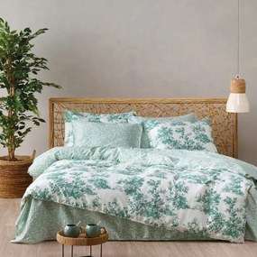 Σεντόνια Toile 02 (Σετ 4τμχ) Green-Ecru Kentia Υπέρδιπλo 240x270cm 100% Βαμβακοσατέν