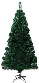 vidaXL Χριστουγεννιάτικο Δέντρο Τεχν &amp; Βάση Πράσινο Οπτικές Ίνες 150εκ