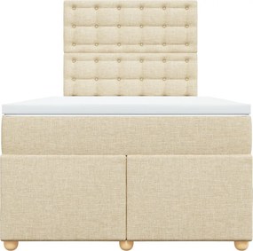 vidaXL Κρεβάτι Boxspring με Στρώμα Κρεμ 120x200 εκ. Υφασμάτινο