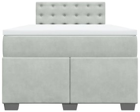 Κρεβάτι Boxspring με Στρώμα Ανοιχτό Γκρι 120x190 εκ. Βελούδινο - Γκρι