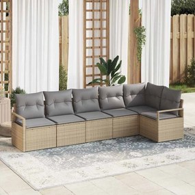 vidaXL Σετ Καναπέ Κήπου με μαξιλάρι 6 pcs Μπεζ, Ανοιχτό Γκρι