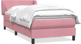 vidaXL Κρεβάτι Boxspring με Στρώμα Ροζ 80x220 εκ. Βελούδινο