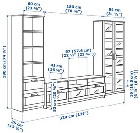 BRIMNES σύνθεση αποθήκευσης TV/γυάλινες πόρτες 592.782.32