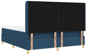 vidaXL Κρεβάτι με Ελατήρια και Στρώμα Μπλε 180x200 εκ, Υφασμα