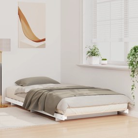 vidaXL Κρεβάτι δαπέδου Λευκό 100 x 200 cm Μασίφ ξύλο πεύκου