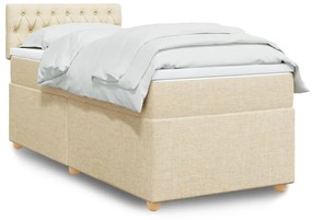 vidaXL Κρεβάτι Boxspring με Στρώμα Κρεμ 100 x 200 εκ. Υφασμάτινο