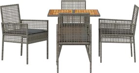 vidaXL Σέτ φαγητού για κήπο 5 pcs Γκρι συνθετικό ρατάν