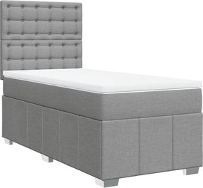 vidaXL Κρεβάτι Boxspring με Στρώμα Ανοιχτό Γκρι 80x200 εκ. Υφασμάτινο