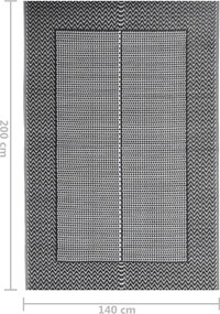 vidaXL Χαλί εξωτερικού χώρου ARAKIL Μαύρο 140x200 cm PP