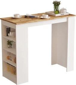 Τραπέζι μπαρ Riff pakoworld λευκό-oak 120x51.5x101.5εκ