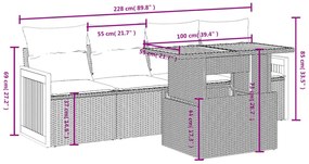 vidaXL Σετ Καναπέ Κήπου 5 τεμ. Μπεζ Συνθετικό Ρατάν με Μαξιλάρι