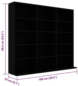 vidaXL Έπιπλο για CD Μαύρο 100 x 23 x 89,5 εκ. από Επεξ. Ξύλο
