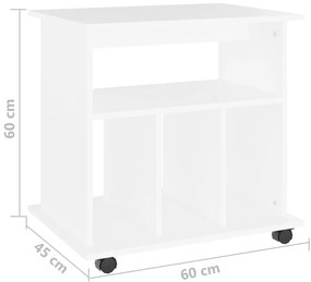 vidaXL Ντουλάπι Τροχήλατο Λευκό 60 x 45 x 60 εκ. από Επεξ. Ξύλο