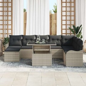 vidaXL Σετ Καναπέ Κήπου με μαξιλάρι 9 pcs Ανοιχτό γκρι Πολυ ράταν