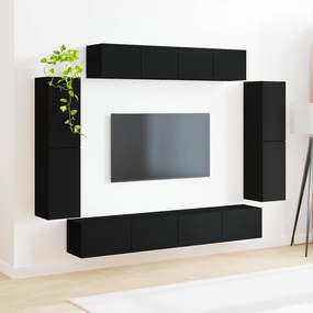 vidaXL Ντουλάπι TV 8 τμχ. Μαύρο