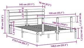 ΣΚΕΛΕΤΟΣ ΚΡΕΒΑΤΙΟΥ ΧΩΡΙΣ ΣΤΡΩΜΑ 135X190 ΕΚ ΜΑΣΙΦ ΞΥΛΟ ΠΕΥΚΟΥ 3306609