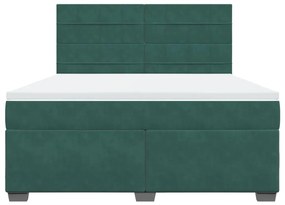 vidaXL Κρεβάτι Boxspring με Στρώμα Σκούρο Πράσινο 180x200εκ. Βελούδινο