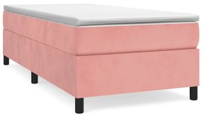 vidaXL Κρεβάτι Boxspring με Στρώμα Ροζ 90x190 εκ. Βελούδινο