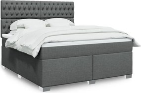 vidaXL Κρεβάτι Boxspring με Στρώμα Σκούρο Γκρι 180x200 εκ Υφασμάτιν
