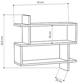 Ραφιέρα τοίχου Paralel Megapap χρώμα λευκό 70x22x65εκ.