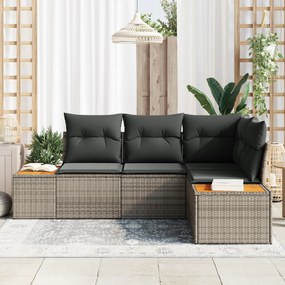vidaXL Σετ 4 Τεμαχίων Καναπέ Κήπου με Μαξιλάρια Γκρι Πολυεστέρα Ακακίας