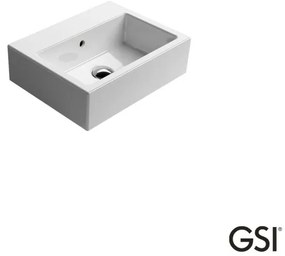 GSI Kube Κρεμαστός / Ένθετος Νιπτήρας Πορσελάνης Χωρίς Οπή Μπαταρίας 45 x 35εκ White