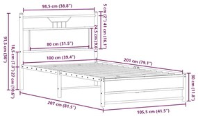 Πλαίσιο Κρεβατιού Καφέ Δρυς 100x200 εκ. Επεξεργασμένο Ξύλο - Καφέ