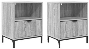 vidaXL Κομοδίνα 2 pcs Γκρι sonoma 49 x 36 x 61 εκ Επεξεργασμένο ξύλο