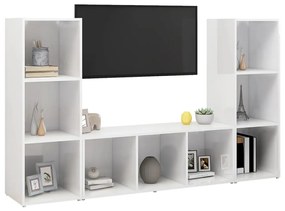 vidaXL Έπιπλα Τηλεόρασης 3 τεμ. Λευκά 107 x 35 x 37 εκ. Μοριοσανίδα