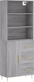 vidaXL Ντουλάπι Γκρι Sonoma 69,5 x 34 x 180 εκ. Επεξεργασμένο Ξύλο