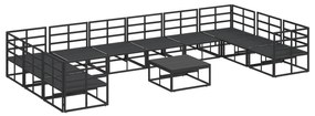 vidaXL Σετ Καναπέ Κήπου με μαξιλάρι 11 pcs Μαύρο Αλουμίνιο